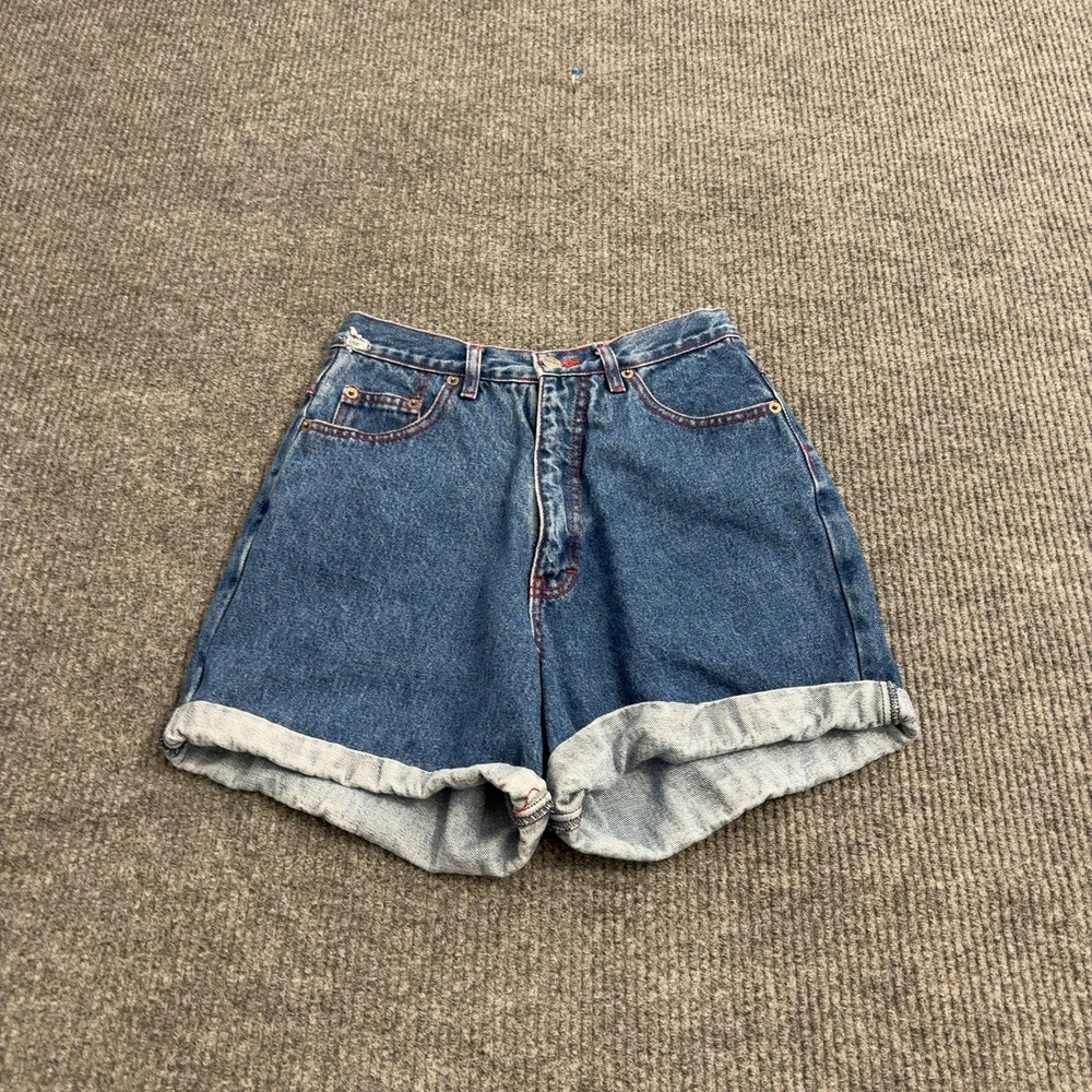 Vintage Denim Republic Shorts Womens 9/10 Blue Cotton Red Contrast Stitch Mom